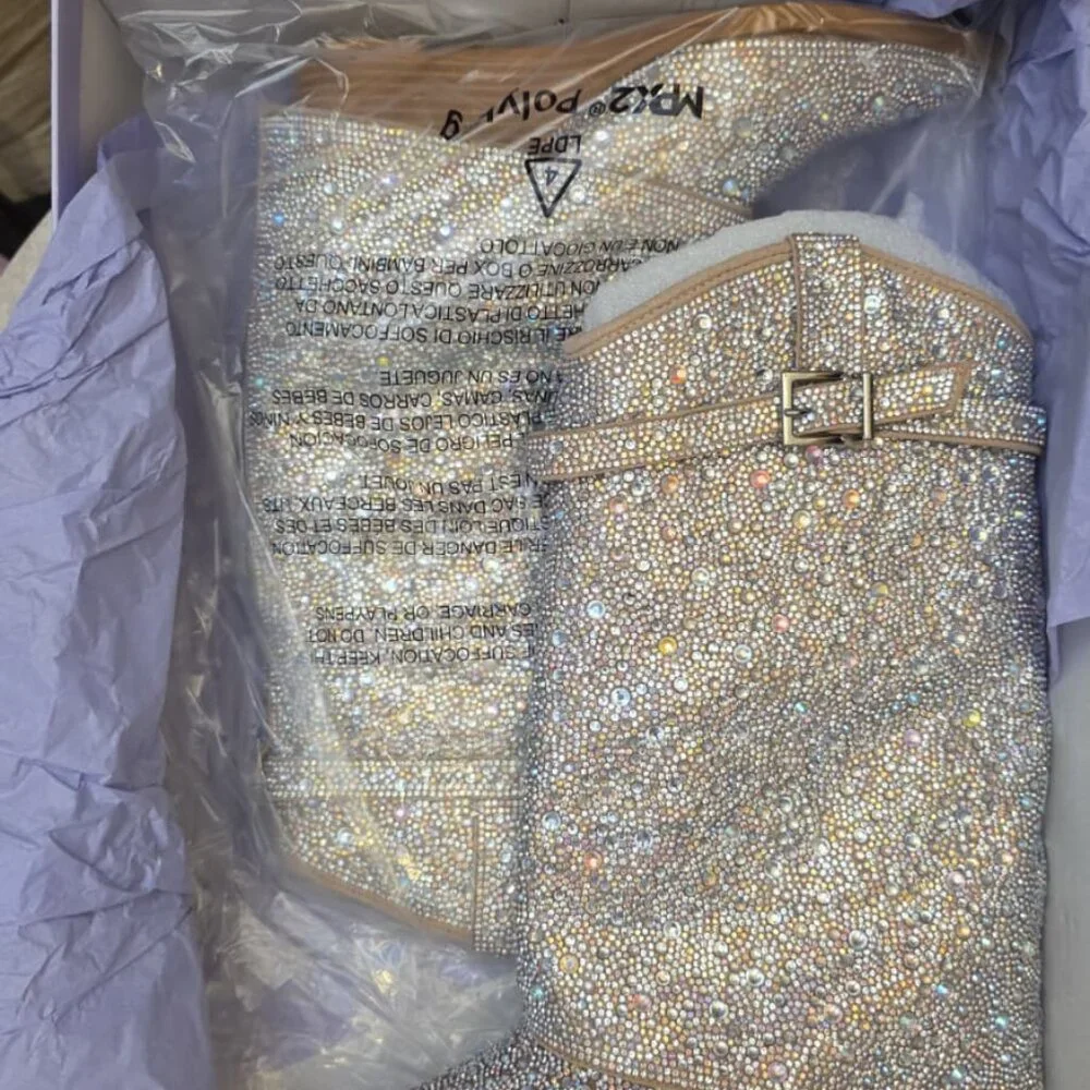 Madden Girl Joe-R Cuffed Wedge Western Dre Blush Rhinestone - Picture 2 of 4